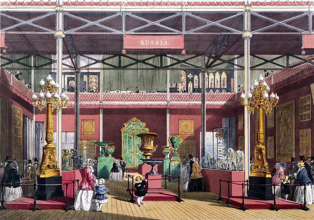 Russian stand at the Great Exhibition, Crystal Palace, London, 1851.