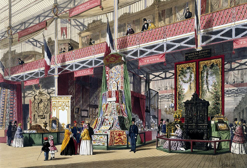 French No 1 stand at the Great Exhibition, Crystal Palace, London, 1851.