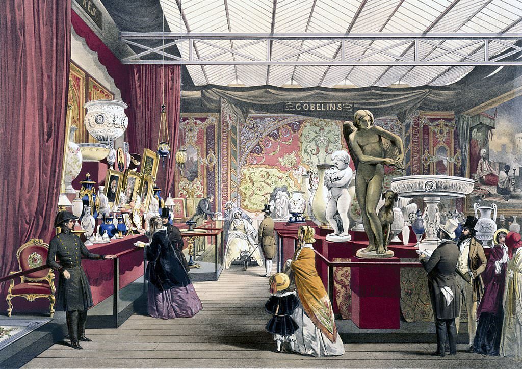 French No 3 stand at the Great Exhibition, Crystal Palace, London, 1851.