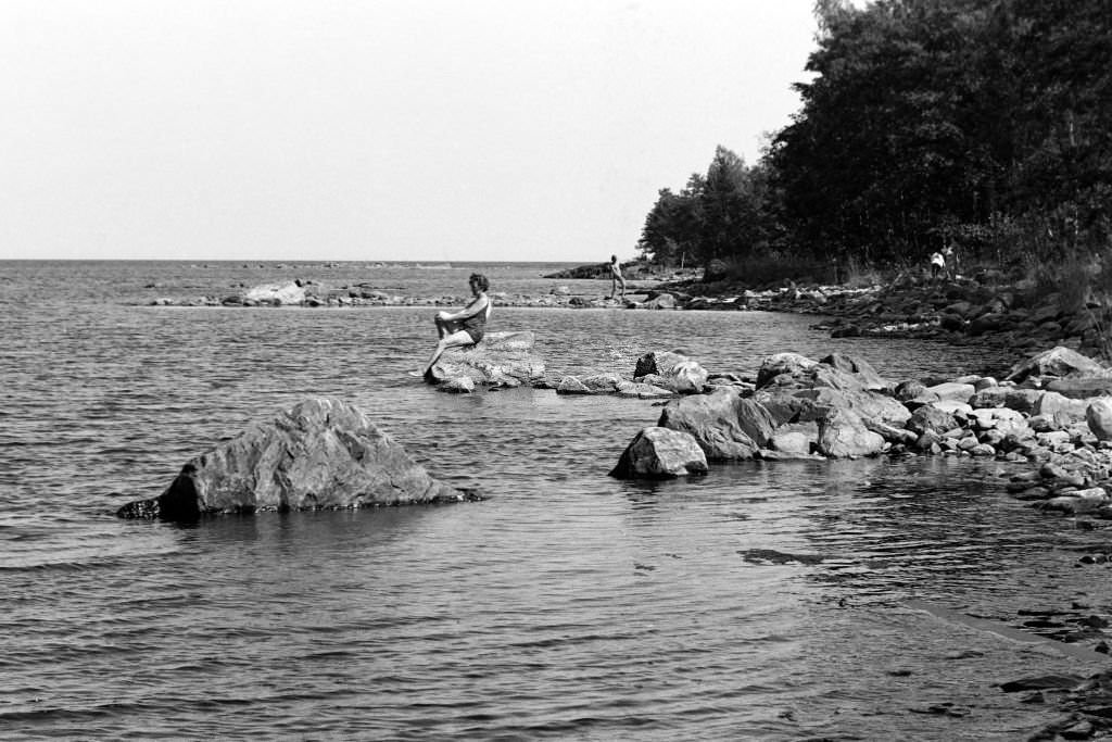 Beach at Norrsundet, Uppsala, Sweden, 1969.