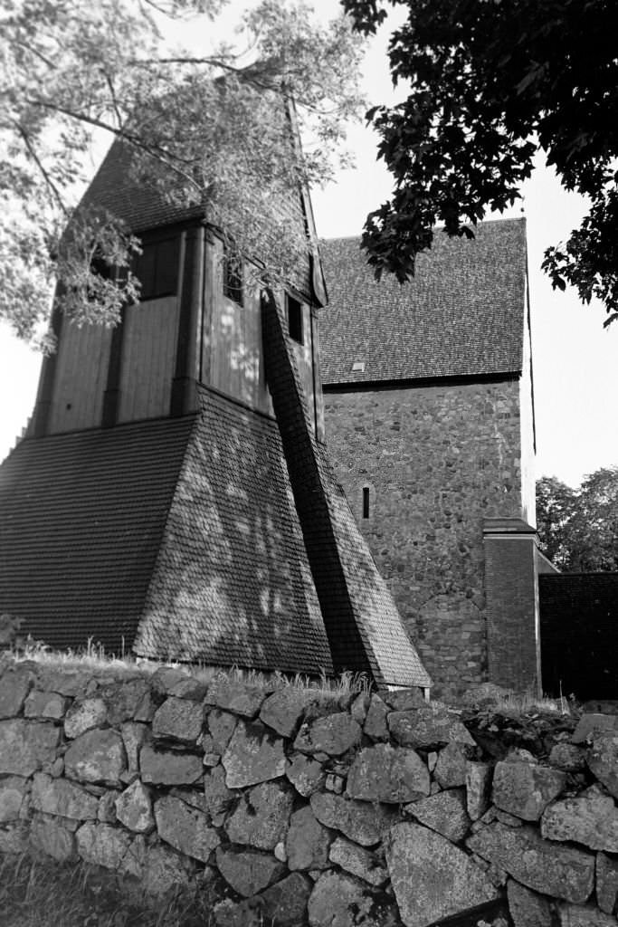 Church of Old Uppsala with carillon, 1969.