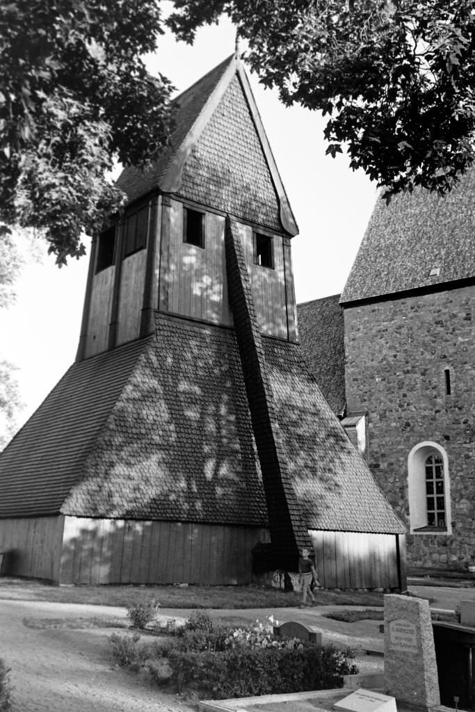 Church of Old Uppsala with carillon, 1969.