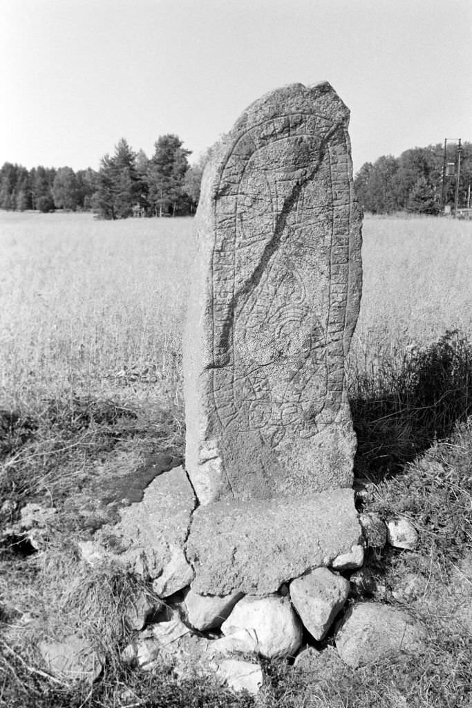 Runestone near Old Uppsala, 1969.