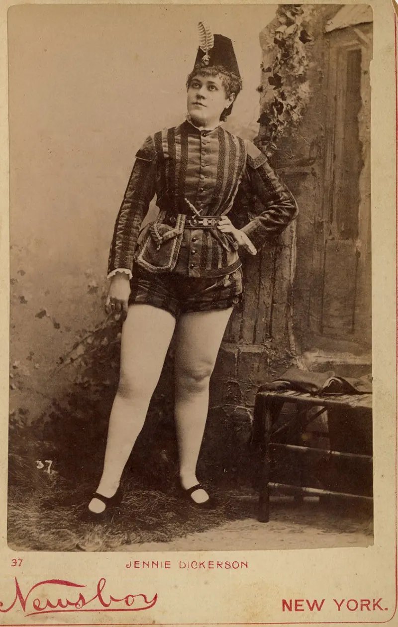 Jennie Dickerson in a pseudo-military outfit.