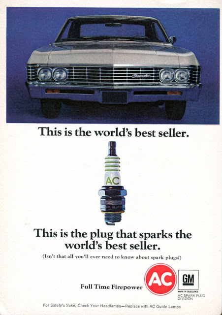 Vintage AC Spark Plugs ads from the 1950s and 1960s