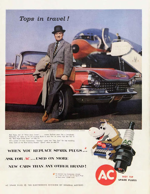 Vintage AC Spark Plugs ads from the 1950s and 1960s