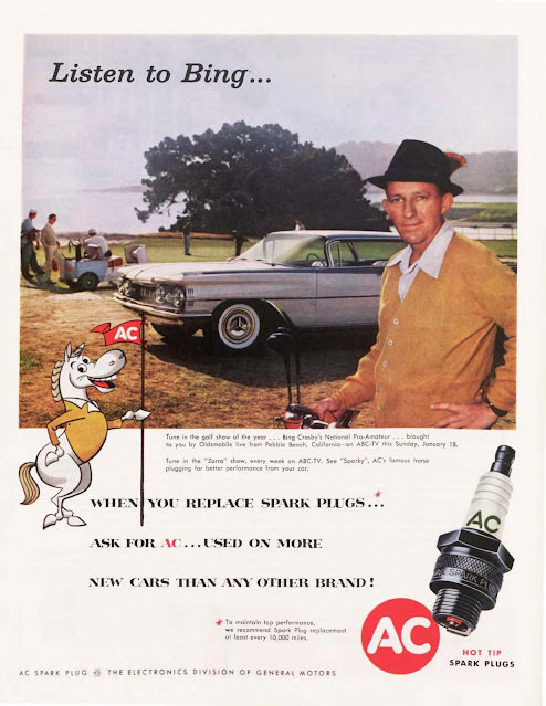 Vintage AC Spark Plugs ads from the 1950s and 1960s