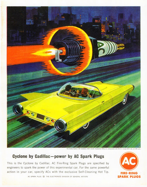 Vintage AC Spark Plugs ads from the 1950s and 1960s