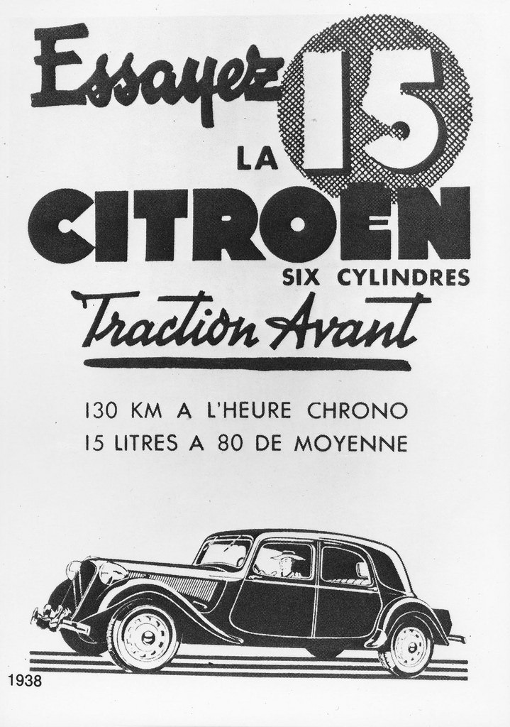 Citroën Traction Avant advertising, 1938.