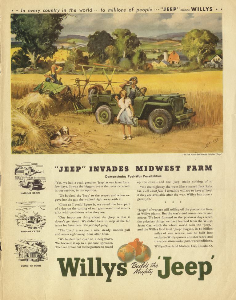 Jeep advertising, 1945.