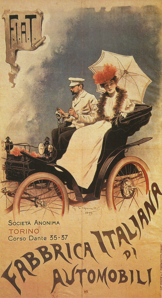 Advertising for the model Fiat 3 1/2 HP, 1899.