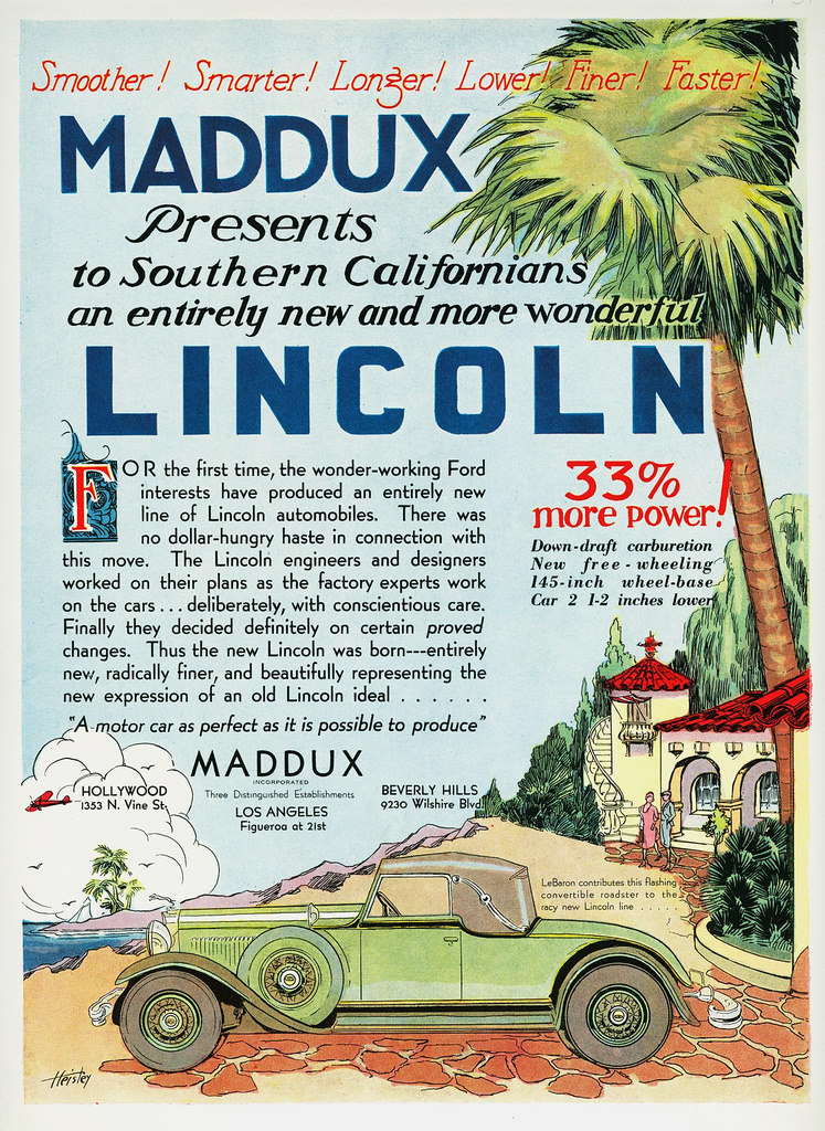 Lincoln advertising, 1931.