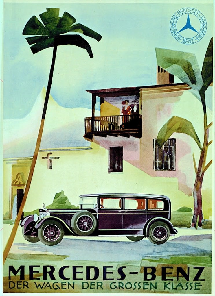 Mercedes-Benz car advertising, 1928.