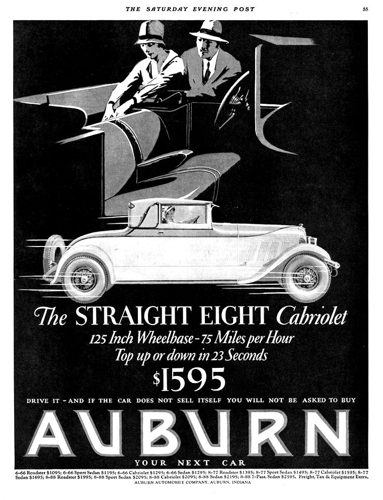 Auburn car advertising, 1927.