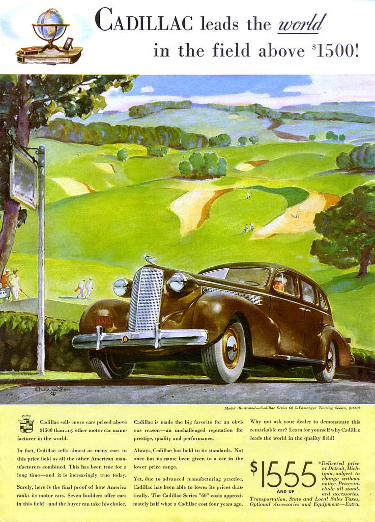 Cadillac advertising, 1937.