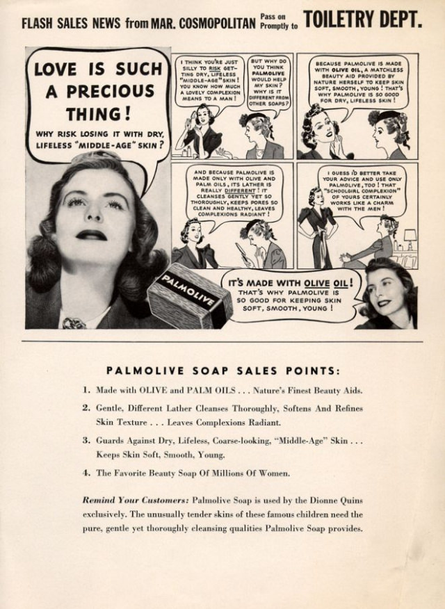 When the Right Soap was Necessary to save the Marriage, Vintage Palmolive Soap ads from the 1930s and 1940s