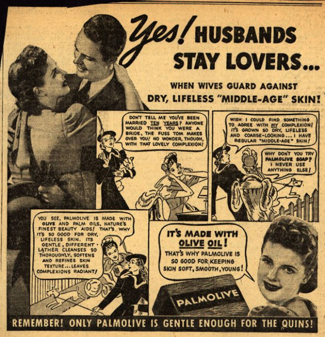 When the Right Soap was Necessary to save the Marriage, Vintage Palmolive Soap ads from the 1930s and 1940s