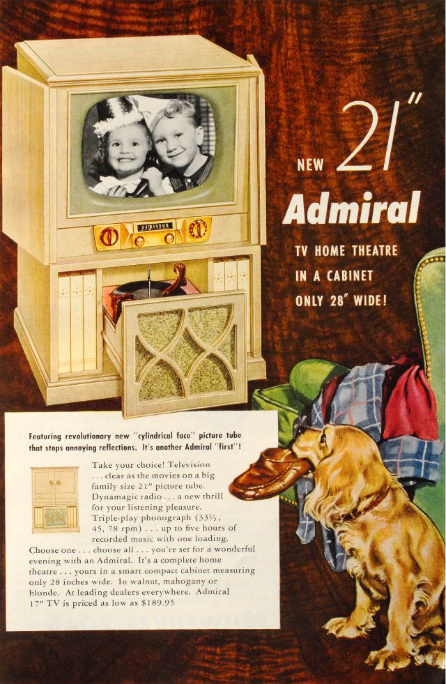 New 21″ Admiral TV, 1952.