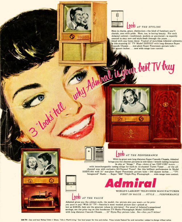 Three “looks” tell why Admiral is your best TV buy, 1953.