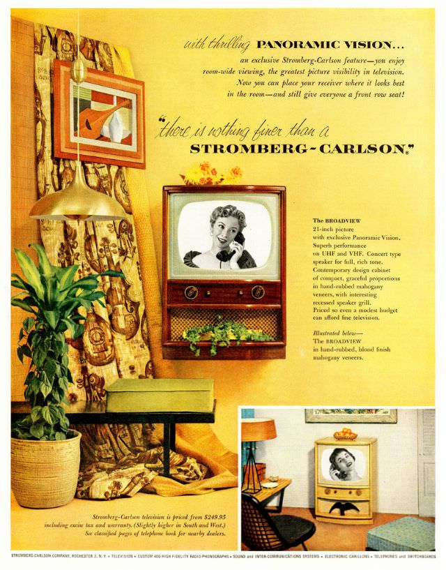 Stromberg-Carlson Television with Thrilling Panoramic Vision, 1954.
