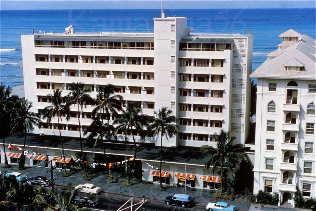 Surfrider from Princess Kaiulani Hotel, 1950s.