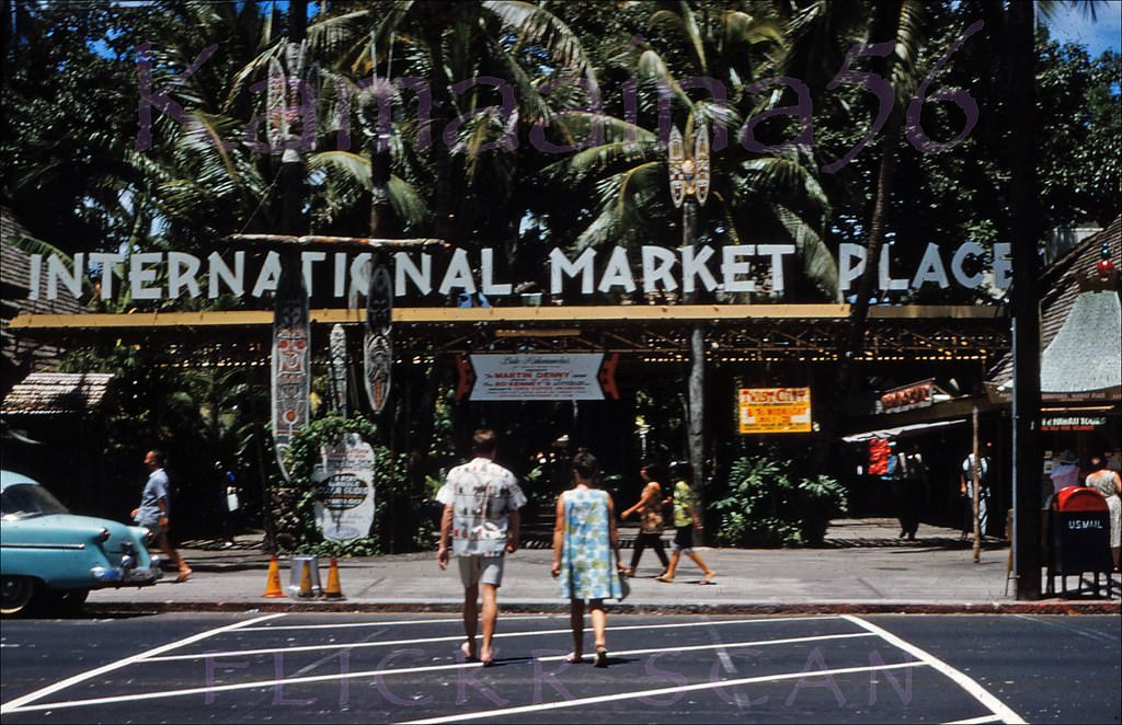 The International Market Place on Kalakaua Avenue in the heart of Waikiki, 1962