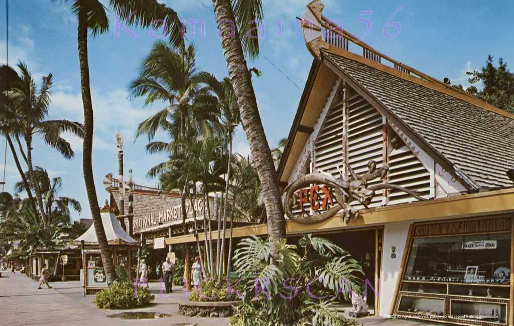 The International Market Place on the mauka side Kalakaua Avenue, 1960