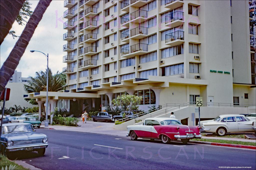 Aloha Surf Hotel on Kanekapolei Street at Ala Wai, 1968