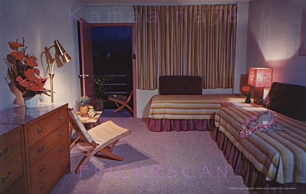 At 228 Beach Walk in Waikiki, Mauka of the Edgewater Hotel, 1950s