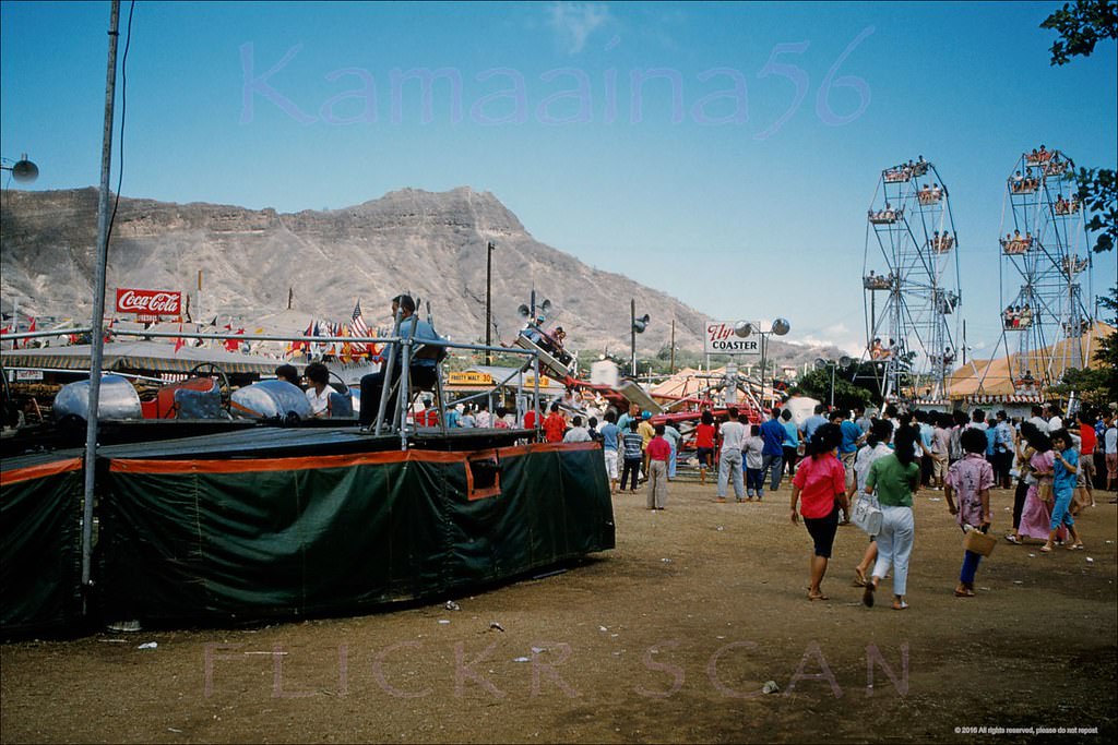 Occasion not identified but almost certainly the 50th State Fair in Kapiolani Park next to Diamond Head, 1961