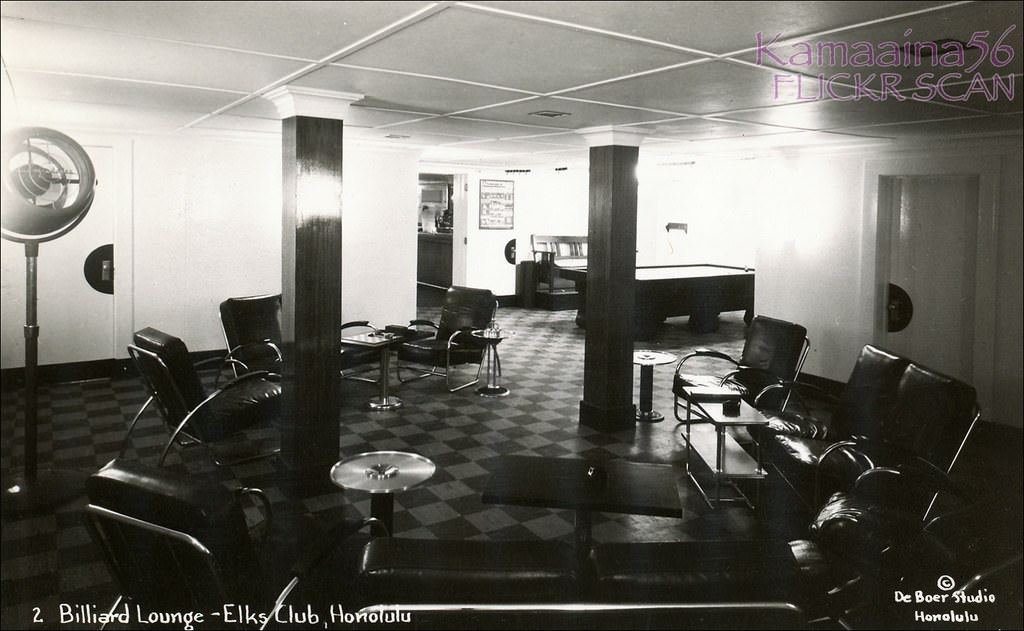 Waikiki Elks Club Billiards Lounge, 1940s