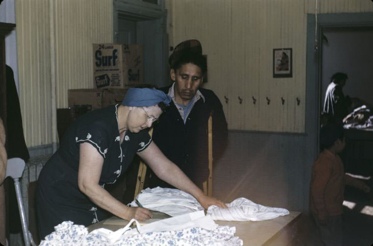 Clothing Day, Bethany Indian Mission, Wittenberg, Wisconsin, 1953