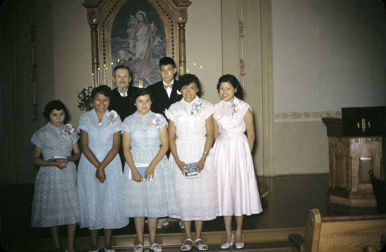 Confirmation class, Bethany Indian Mission, Wittenberg, Wisconsin, 1953