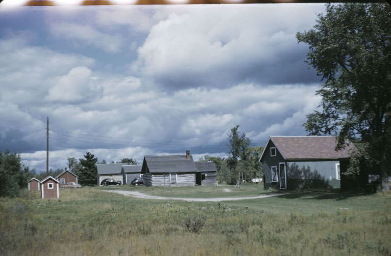 Five cabins north of Wittenberg, Bethany Indian Mission, Wittenberg, Wisconsin, 1953