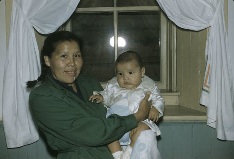Woman and baby, Bethany Indian Mission, Wittenberg, Wisconsin, 1953