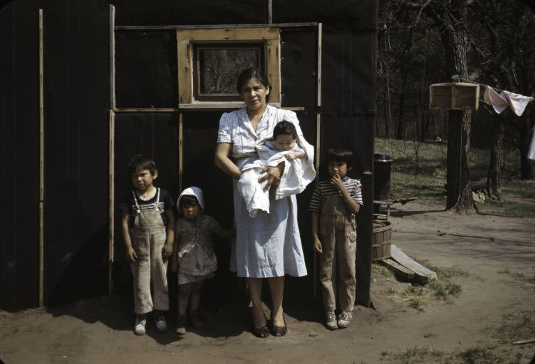 Woman and children, Bethany Indian Mission, Wittenberg, Wisconsin, 1953