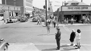 People being ticketed indecent Exposure Rockaway Beach 1946