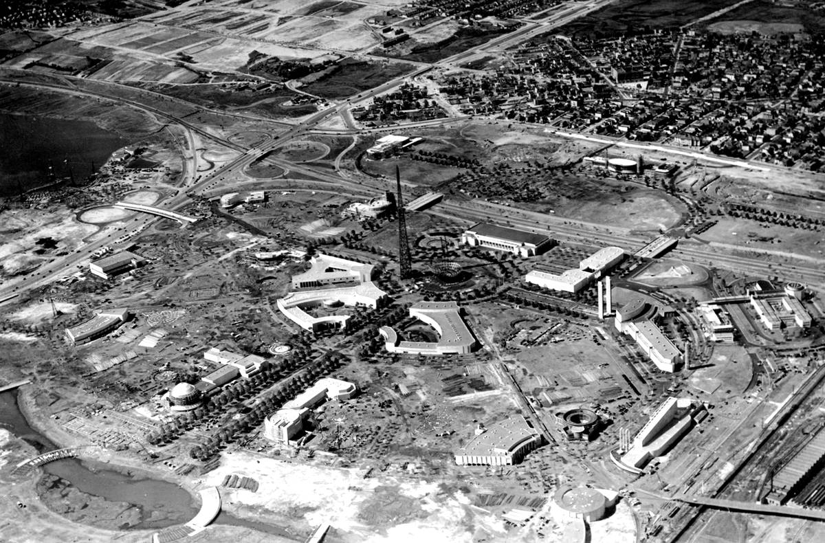 An aerial view of the 1939 New York World's Fair site during construction in Flushing Meadows, Queens, on May 17, 1938.