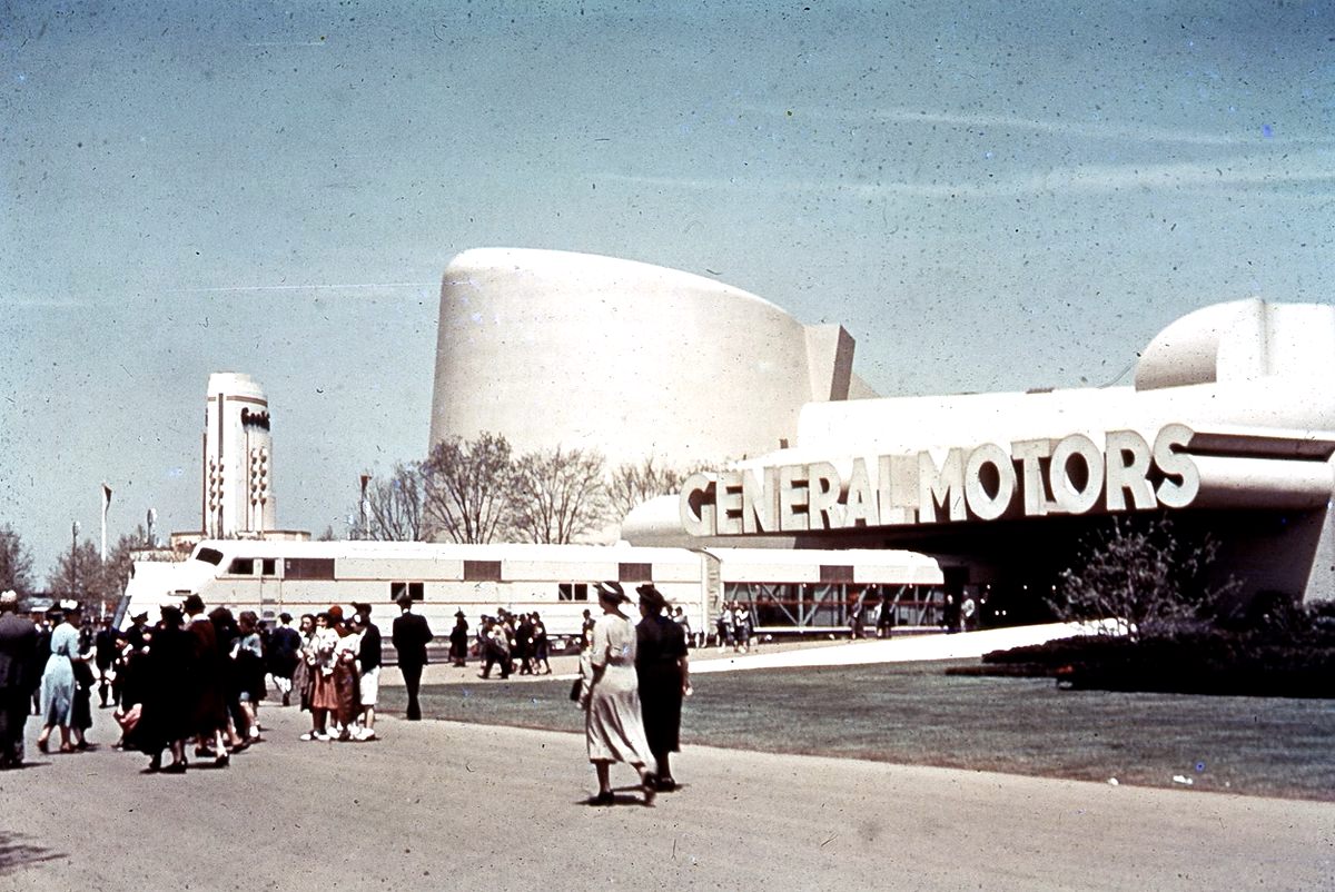 General Motors Building with the B. F. Goodrich Tire Building in the left background.