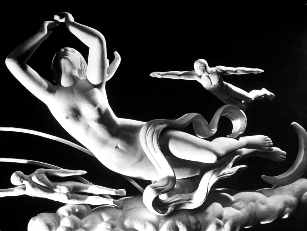 Models of the sculpture ‘Night’ by artist Paul Manship, created for the 1939-1940 World’s Fair.