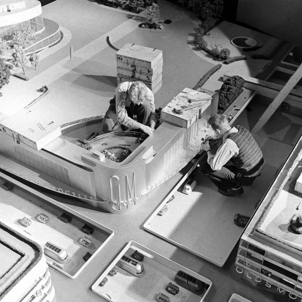 Working on General Motors’ “Futurama” exhibit— the city of the near future— at the 1939 World’s Fair.