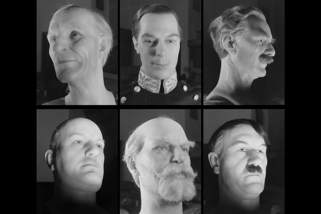 Waxworks on display at the 1939 World’s Fair, including Supreme Court Chief Justice Charles Evans Hughes (bottom middle) and Adolf Hitler.