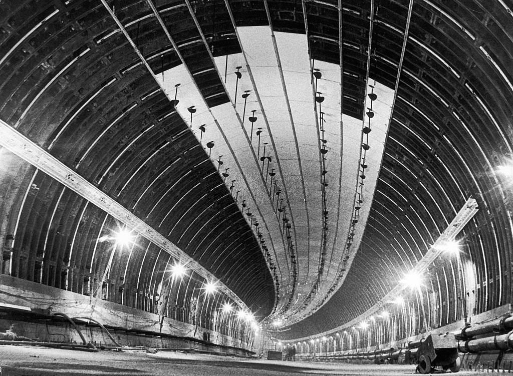 The first of the Clyde tunnels near completion, November 1962.