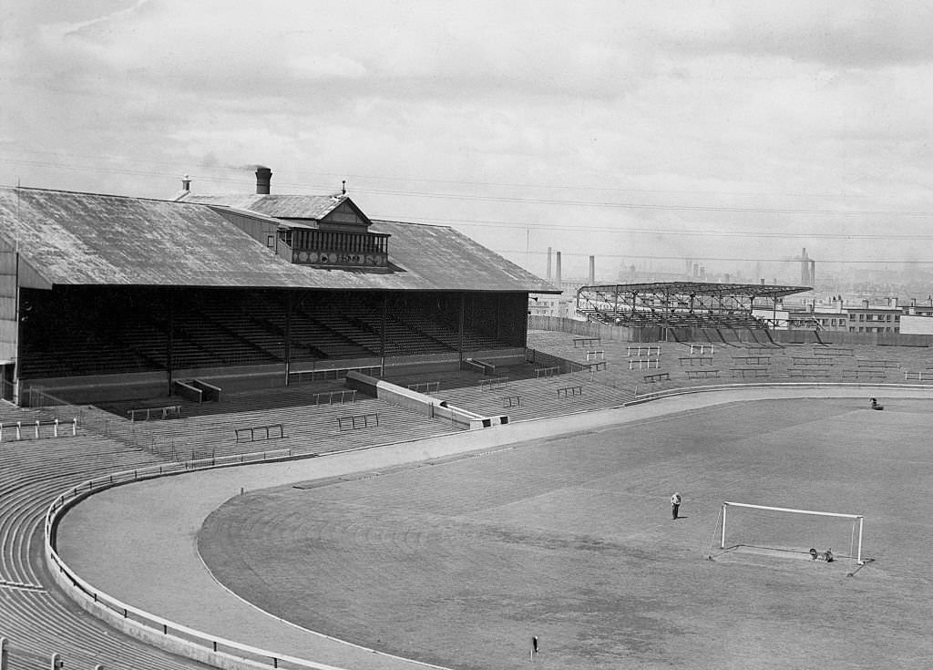 Interior view of Celtic Park, home of Glasgow Celtic football club in Parkhead, May 1962.