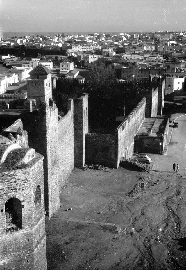 Rabat surrounded by city walls, 1960s