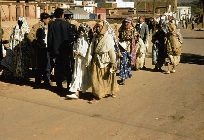 Berber people walking through town, 1960s
