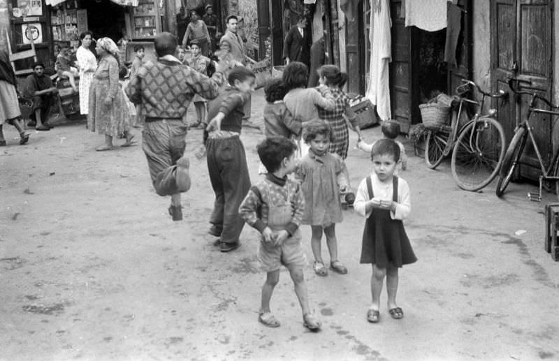 Children playing in street in Marrakech, 1960s