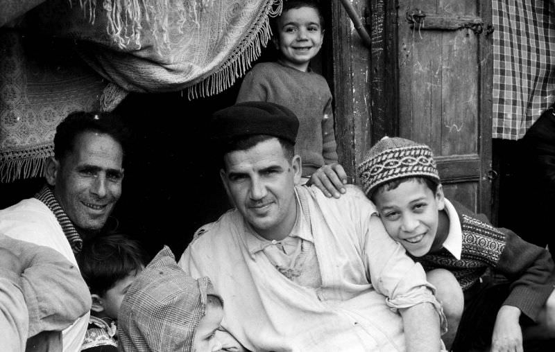 Men and boys in Jewish Quarter of Marrakech, 1960s
