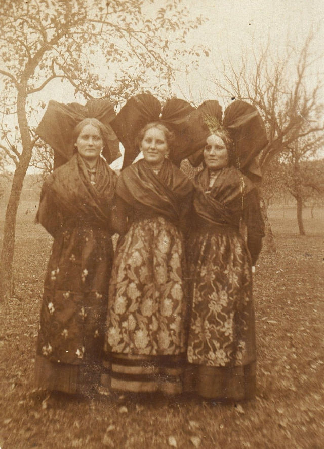 Alsatian Women in their Traditional Costumes and beautiful Headdress from the Early 20th Century