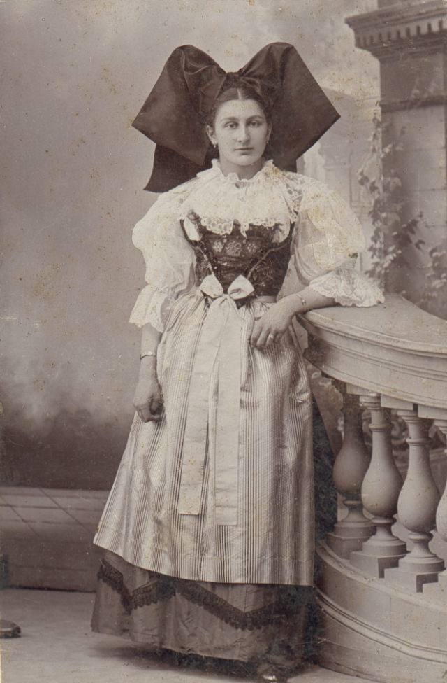 Alsatian Women in their Traditional Costumes and beautiful Headdress from the Early 20th Century
